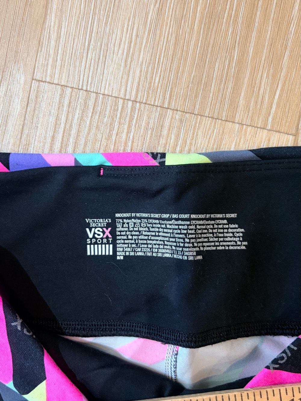 Victoria's Secret VSX Sport Black Leggings with Neon Pink Purple Mint Accents